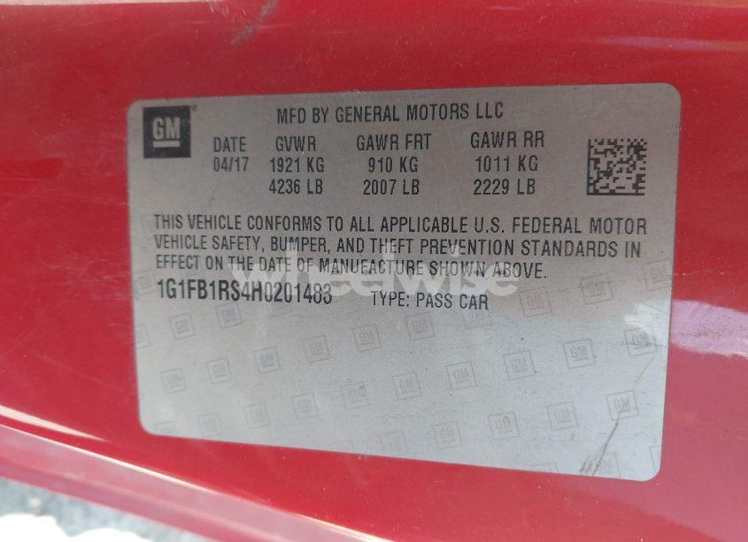 Photo 9 of 2017 Chevrolet Camaro 1LT (VIN 1G1FB1RS4H0201483)