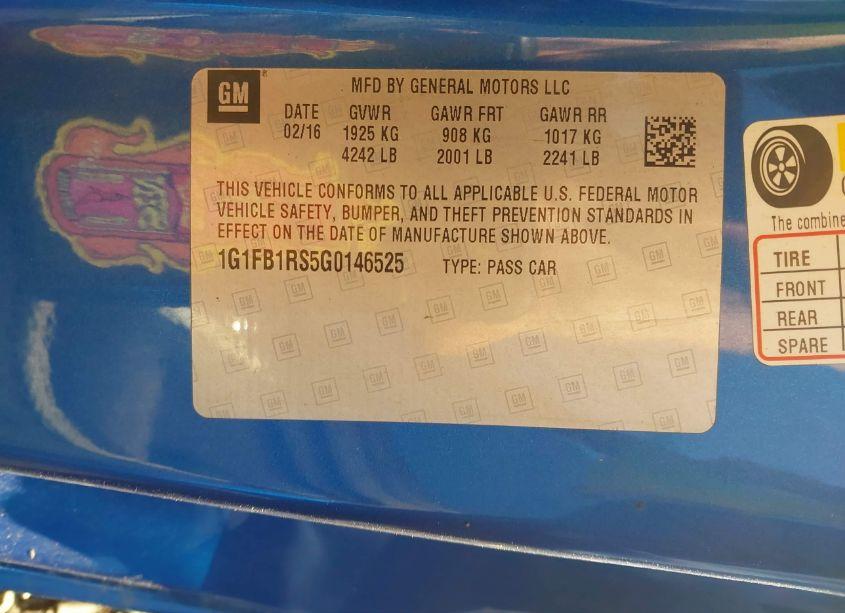 Photo 9 of 2016 Chevrolet Camaro 1LT (VIN 1G1FB1RS5G0146525)