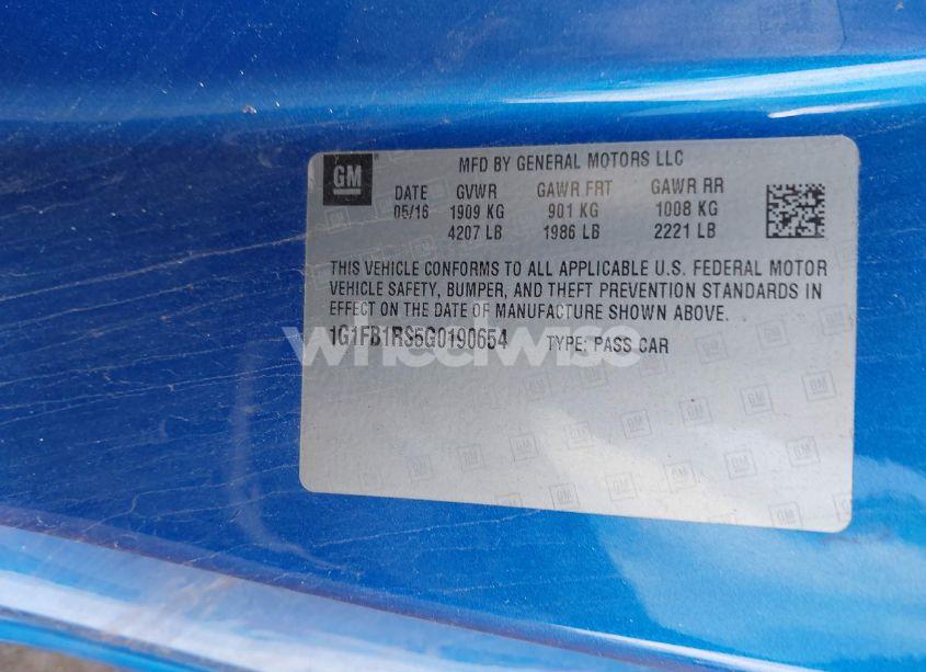 Photo 9 of 2016 Chevrolet Camaro 1LT (VIN 1G1FB1RS5G0190654)