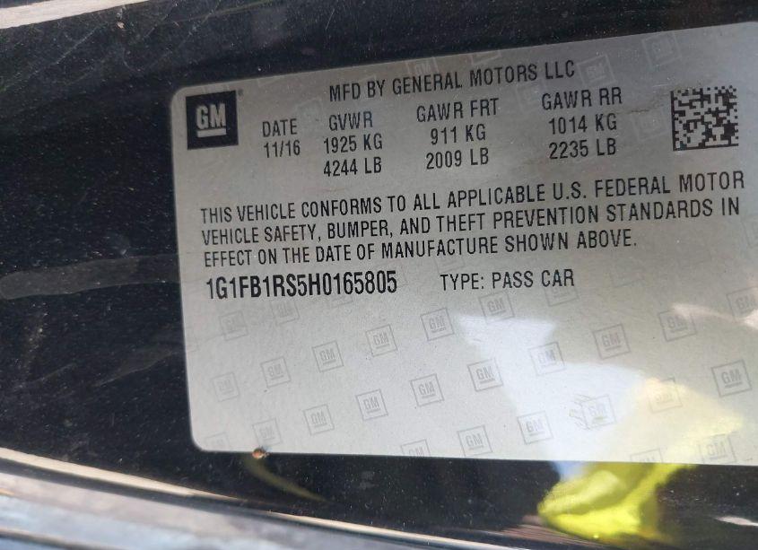 Photo 9 of 2017 Chevrolet Camaro 1LT (VIN 1G1FB1RS5H0165805)