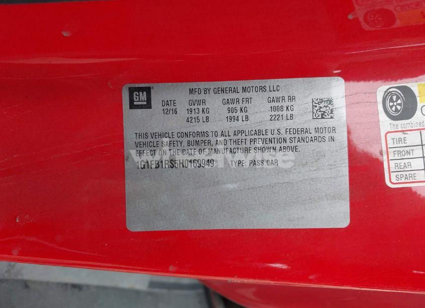 Photo 9 of 2017 Chevrolet Camaro 1LT (VIN 1G1FB1RS5H0169949)