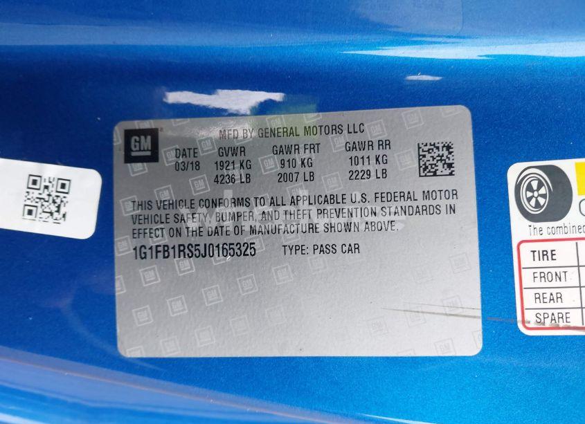 Photo 9 of 2018 Chevrolet Camaro 1LT (VIN 1G1FB1RS5J0165325)