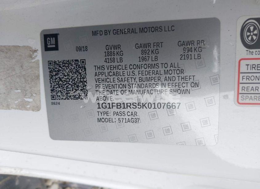 Photo 9 of 2019 Chevrolet Camaro 1LT (VIN 1G1FB1RS5K0107667)