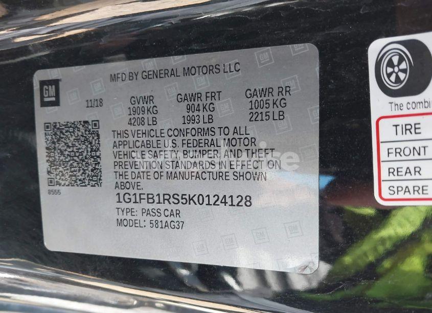 Photo 9 of 2019 Chevrolet Camaro 1LT (VIN 1G1FB1RS5K0124128)