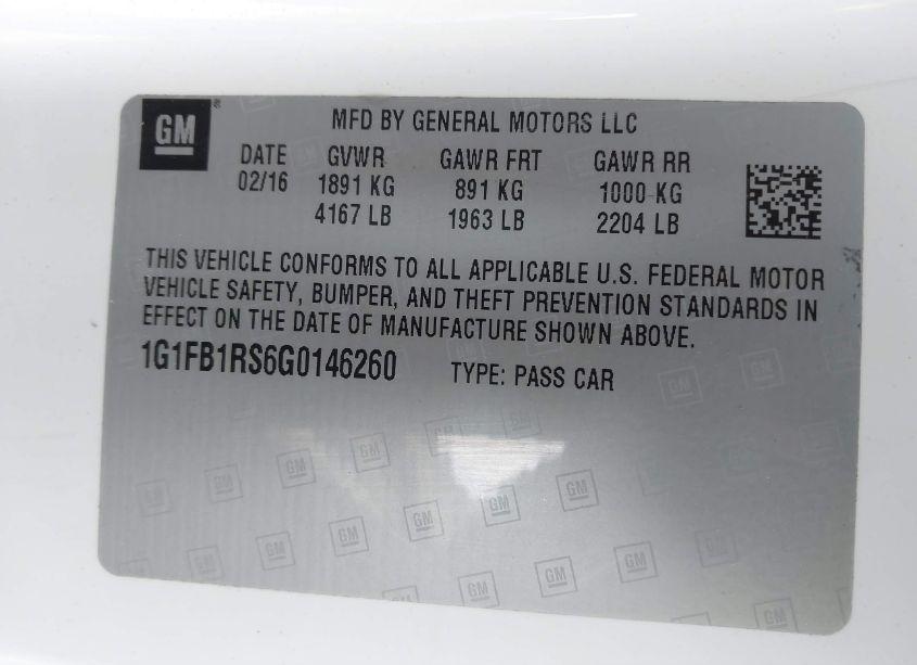 Photo 9 of 2016 Chevrolet Camaro 1LT (VIN 1G1FB1RS6G0146260)