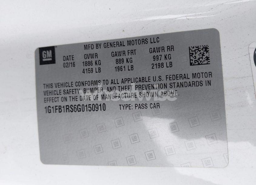 Photo 9 of 2016 Chevrolet Camaro 1LT (VIN 1G1FB1RS6G0150910)