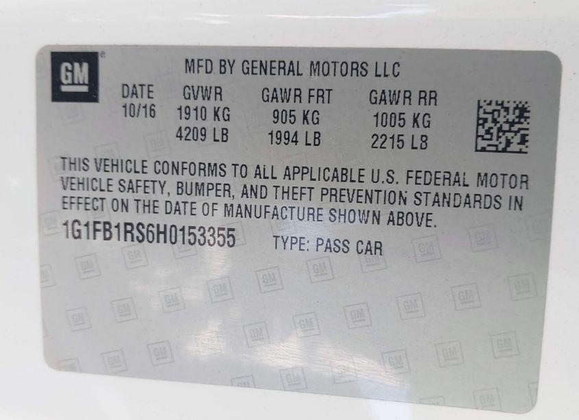 Photo 9 of 2017 Chevrolet Camaro 1LT (VIN 1G1FB1RS6H0153355)