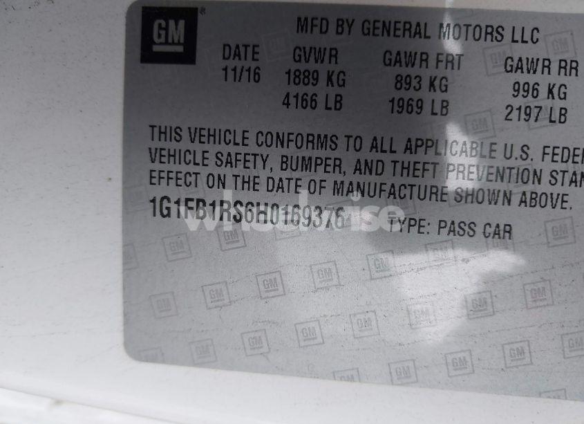 Photo 9 of 2017 Chevrolet Camaro 1LT (VIN 1G1FB1RS6H0169376)