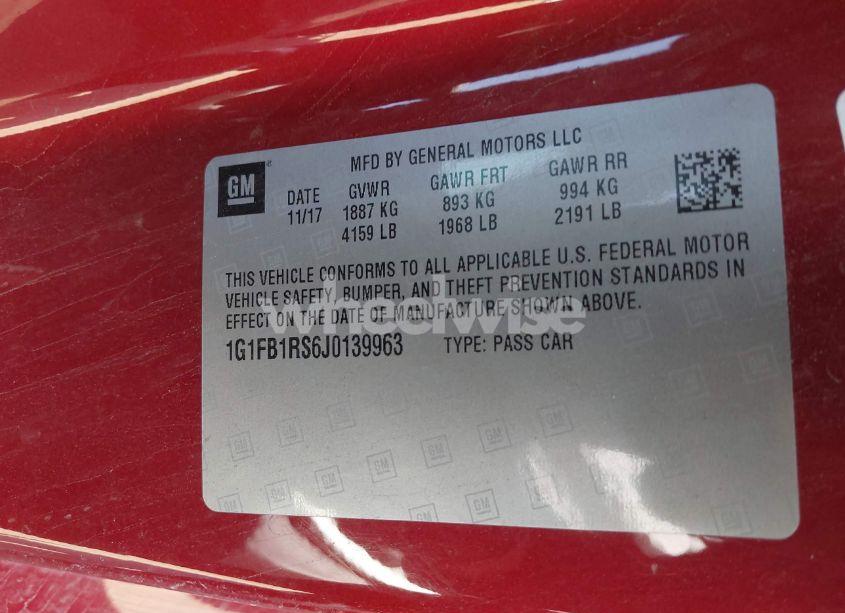 Photo 9 of 2018 Chevrolet Camaro 1LT (VIN 1G1FB1RS6J0139963)