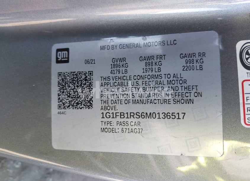 Photo 9 of 2021 Chevrolet Camaro RWD 1LT (VIN 1G1FB1RS6M0136517)