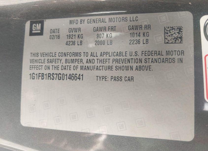 Photo 9 of 2016 Chevrolet Camaro 1LT (VIN 1G1FB1RS7G0146641)