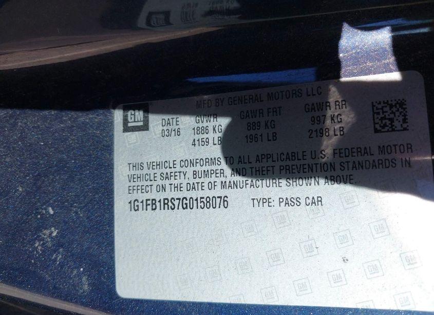 Photo 9 of 2016 Chevrolet Camaro 1LT (VIN 1G1FB1RS7G0158076)