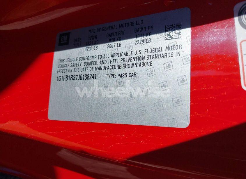 Photo 9 of 2018 Chevrolet Camaro 1LT (VIN 1G1FB1RS7J0138241)