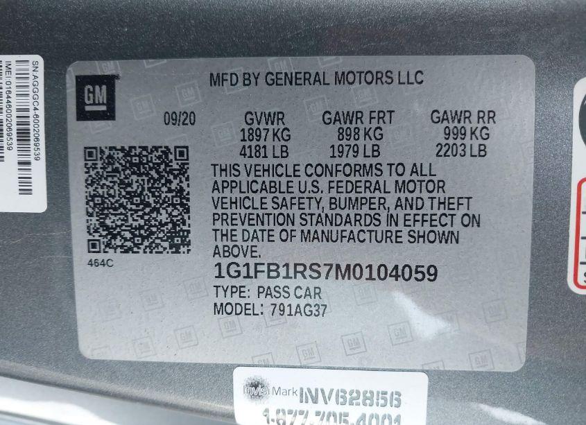 Photo 9 of 2021 Chevrolet Camaro RWD 1LT (VIN 1G1FB1RS7M0104059)