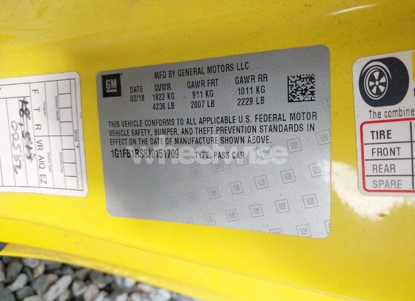 Photo 9 of 2018 Chevrolet Camaro 1LT (VIN 1G1FB1RS8J0151709)