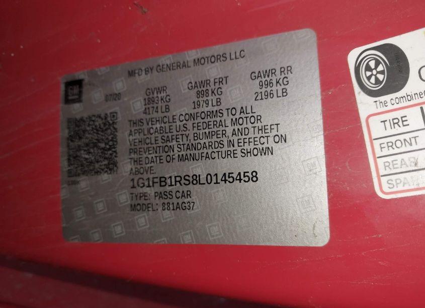 Photo 9 of 2020 Chevrolet Camaro (VIN 1G1FB1RS8L0145458)