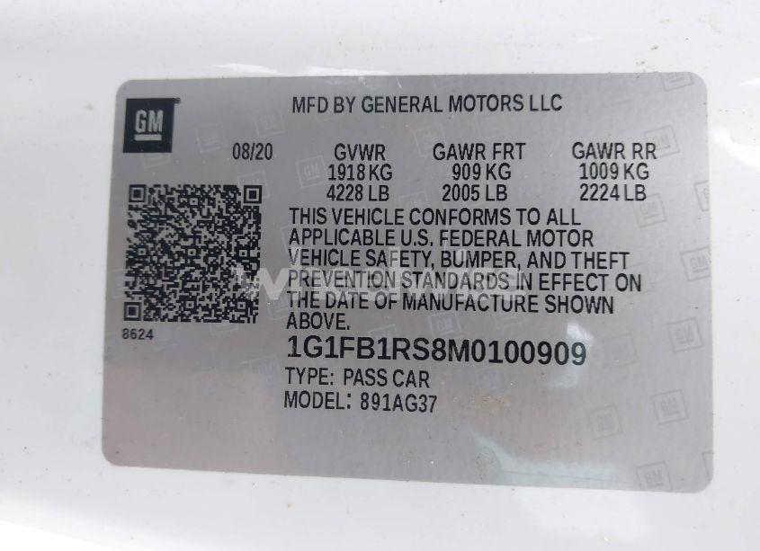 Photo 9 of 2021 Chevrolet Camaro RWD 1LT (VIN 1G1FB1RS8M0100909)