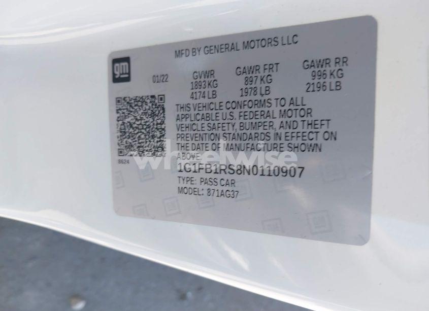 Photo 9 of 2022 Chevrolet Camaro RWD 1LT (VIN 1G1FB1RS8N0110907)