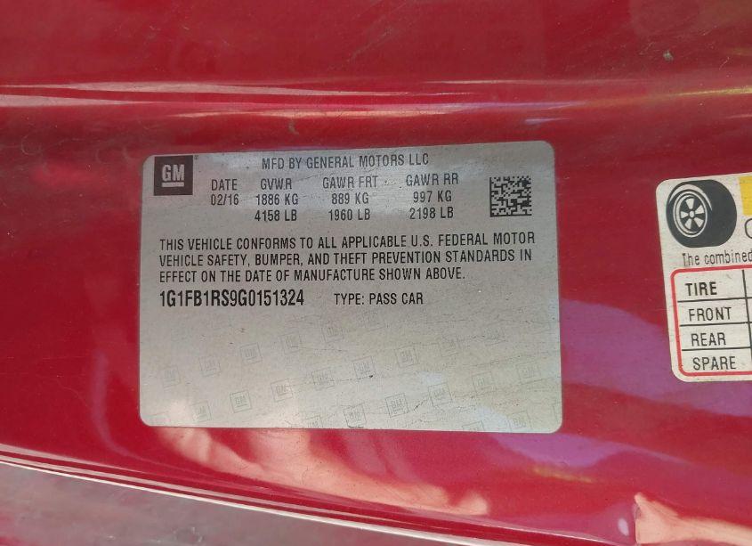 Photo 9 of 2016 Chevrolet Camaro 1LT (VIN 1G1FB1RS9G0151324)