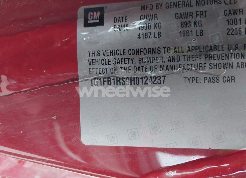 Photo 9 of 2017 Chevrolet Camaro 1LT (VIN 1G1FB1RS9H0124237)