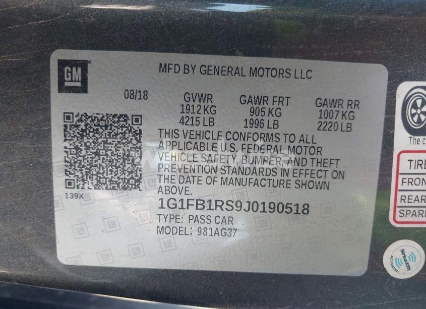 Photo 9 of 2018 Chevrolet Camaro 1LT (VIN 1G1FB1RS9J0190518)