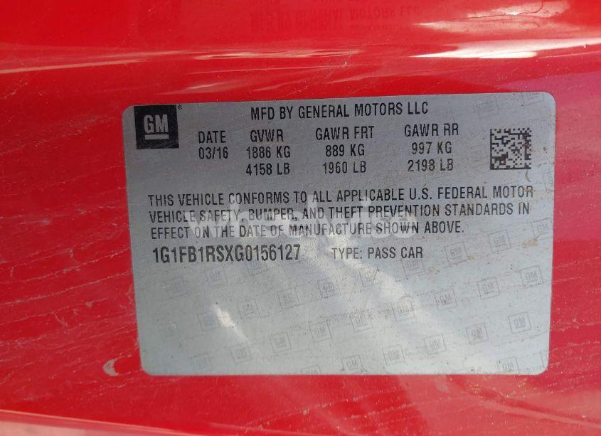 Photo 9 of 2016 Chevrolet Camaro 1LT (VIN 1G1FB1RSXG0156127)