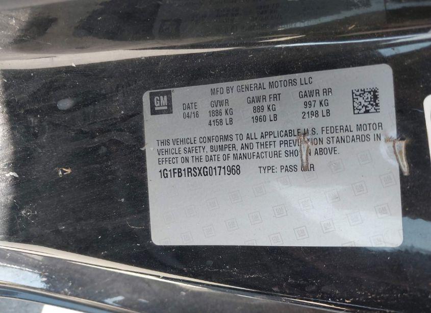 Photo 9 of 2016 Chevrolet Camaro 1LT (VIN 1G1FB1RSXG0171968)