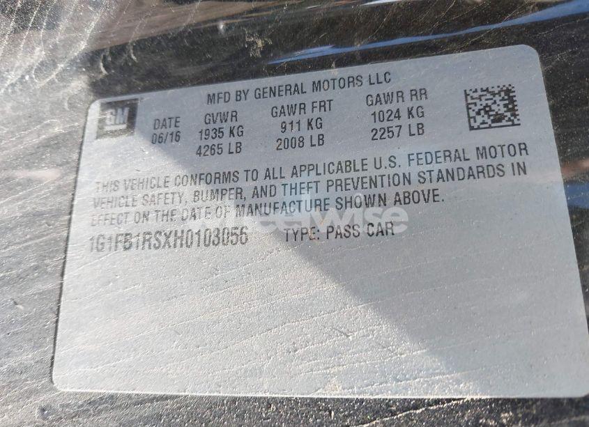 Photo 9 of 2017 Chevrolet Camaro 1LT (VIN 1G1FB1RSXH0103056)