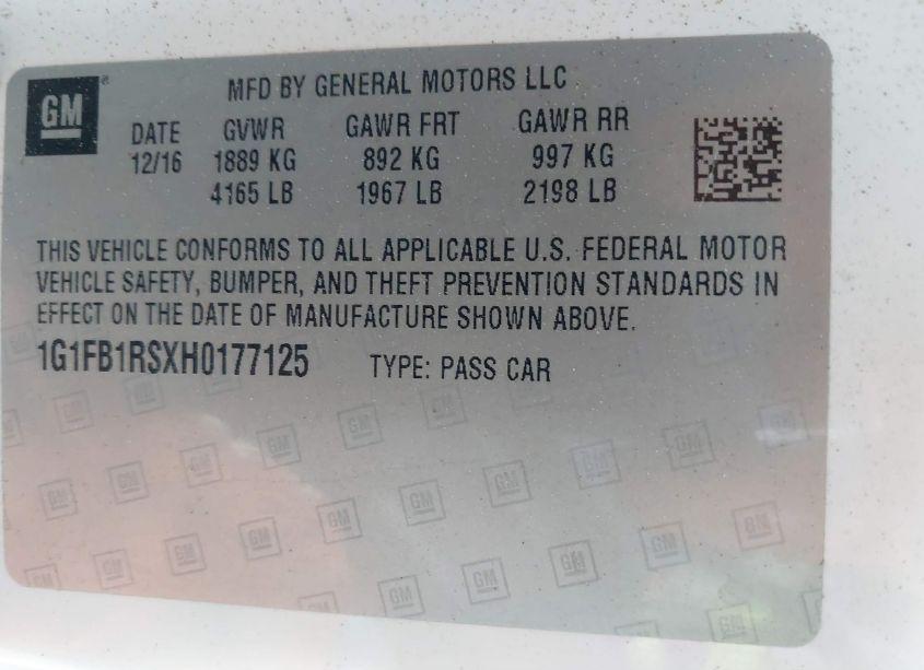 Photo 9 of 2017 Chevrolet Camaro 1LT (VIN 1G1FB1RSXH0177125)