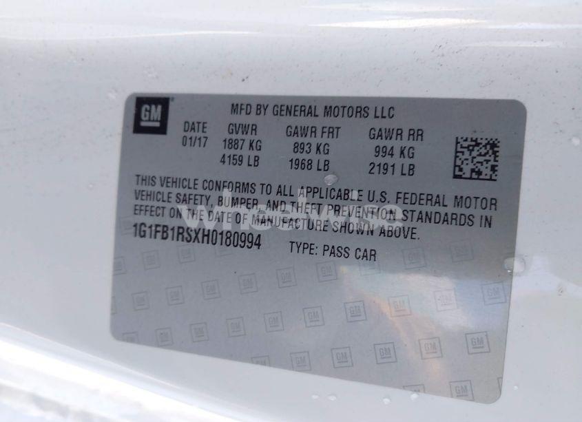 Photo 9 of 2017 Chevrolet Camaro 1LT (VIN 1G1FB1RSXH0180994)