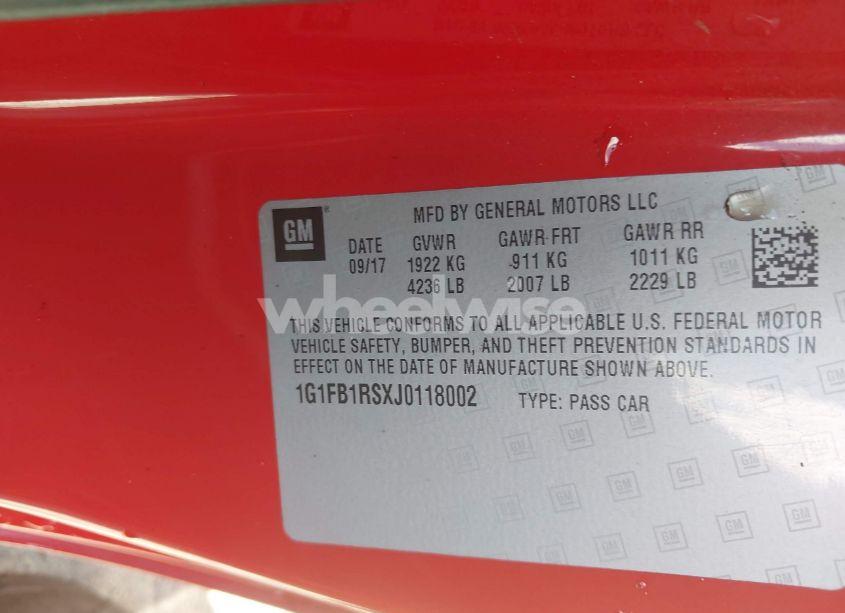 Photo 9 of 2018 Chevrolet Camaro 1LT (VIN 1G1FB1RSXJ0118002)