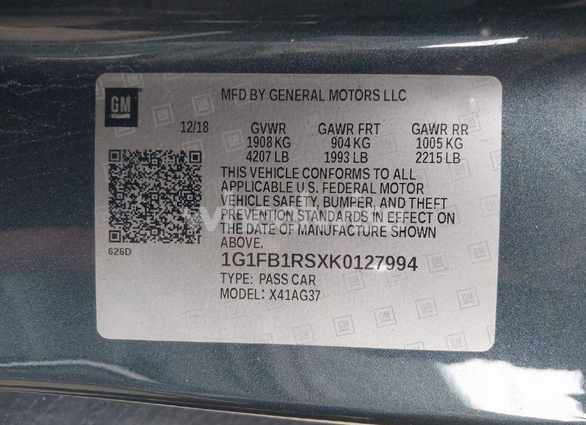 Photo 9 of 2019 Chevrolet Camaro 1LT (VIN 1G1FB1RSXK0127994)