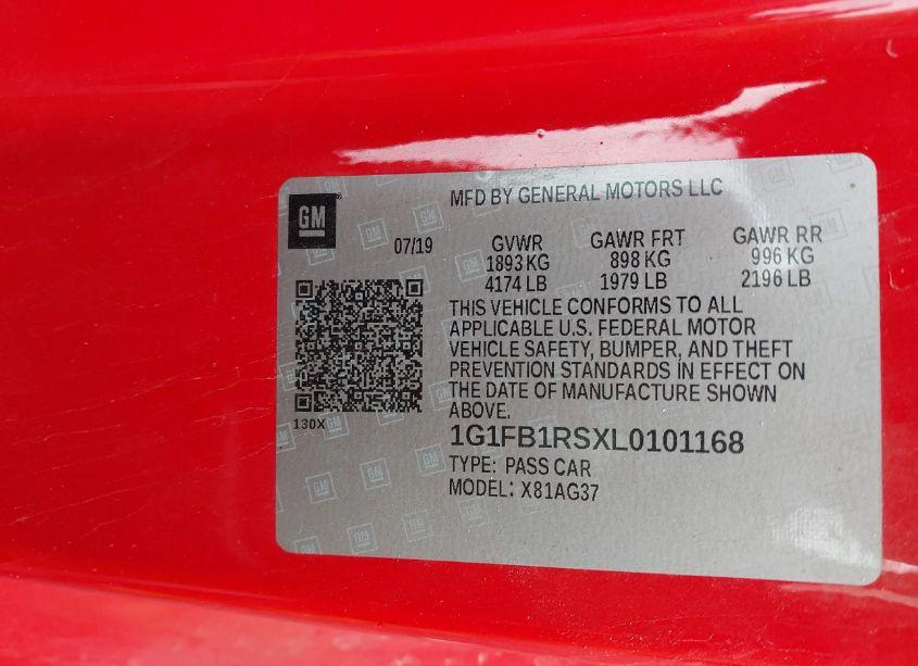 Photo 9 of 2020 Chevrolet Camaro RWD 1LT (VIN 1G1FB1RSXL0101168)