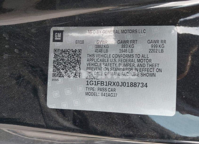 Photo 9 of 2018 Chevrolet Camaro 1LT (VIN 1G1FB1RX0J0188734)