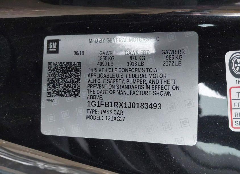 Photo 9 of 2018 Chevrolet Camaro 1LT (VIN 1G1FB1RX1J0183493)