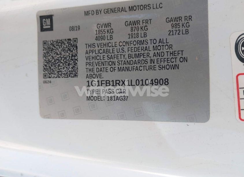 Photo 9 of 2020 Chevrolet Camaro RWD 1LT (VIN 1G1FB1RX1L0104908)