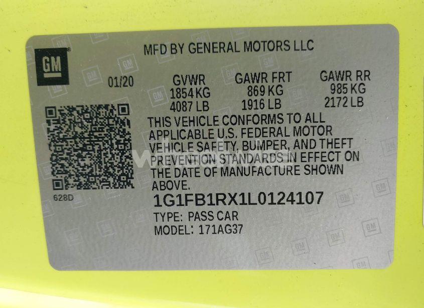 Photo 9 of 2020 Chevrolet Camaro RWD 1LS (VIN 1G1FB1RX1L0124107)