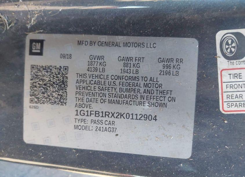 Photo 9 of 2019 Chevrolet Camaro 1LT (VIN 1G1FB1RX2K0112904)