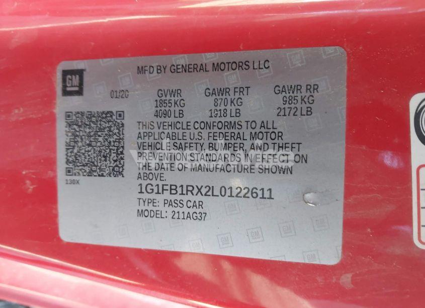 Photo 9 of 2020 Chevrolet Camaro RWD 1LT (VIN 1G1FB1RX2L0122611)