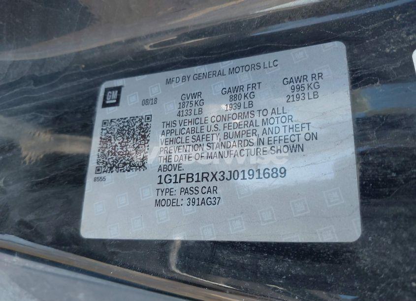 Photo 9 of 2018 Chevrolet Camaro 1LT (VIN 1G1FB1RX3J0191689)