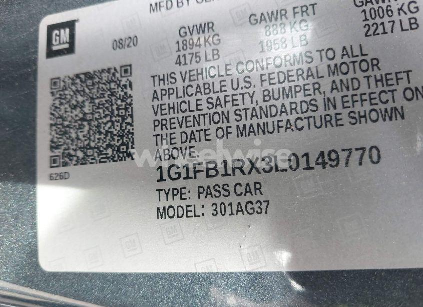 Photo 9 of 2020 Chevrolet Camaro (VIN 1G1FB1RX3L0149770)