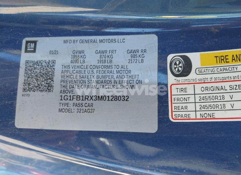 Photo 9 of 2021 Chevrolet Camaro RWD 1LT (VIN 1G1FB1RX3M0128032)