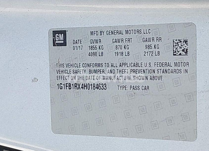 Photo 9 of 2017 Chevrolet Camaro 1LT (VIN 1G1FB1RX4H0184633)