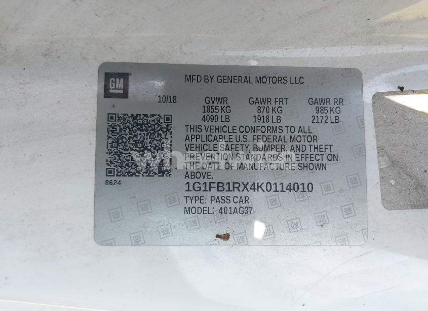 Photo 9 of 2019 Chevrolet Camaro 1LT (VIN 1G1FB1RX4K0114010)