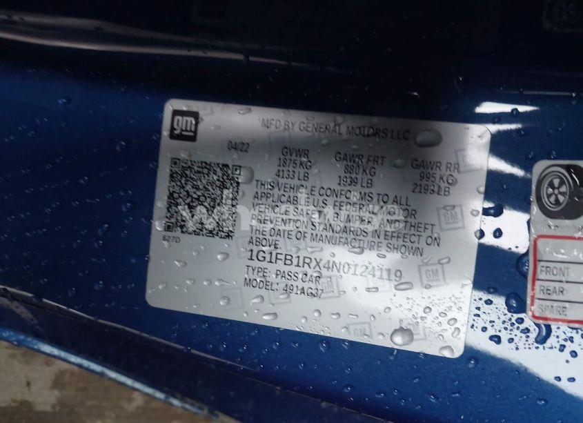 Photo 9 of 2022 Chevrolet Camaro RWD 1LT (VIN 1G1FB1RX4N0124119)