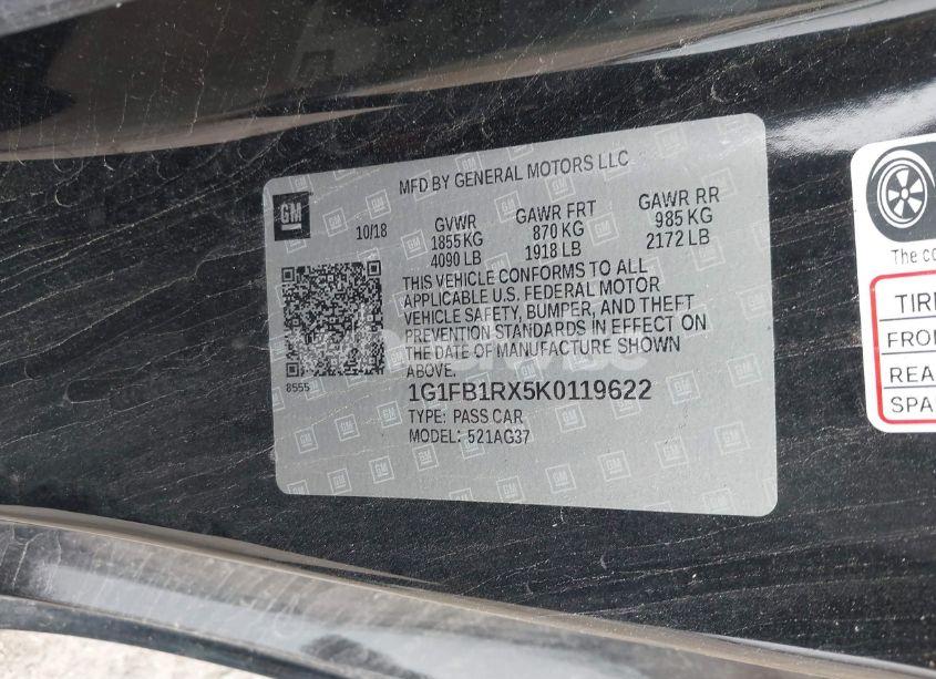 Photo 9 of 2019 Chevrolet Camaro 1LT (VIN 1G1FB1RX5K0119622)