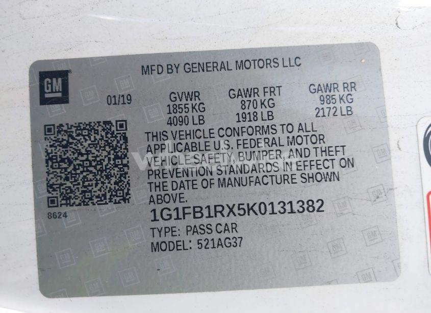 Photo 9 of 2019 Chevrolet Camaro LS/LT (VIN 1G1FB1RX5K0131382)