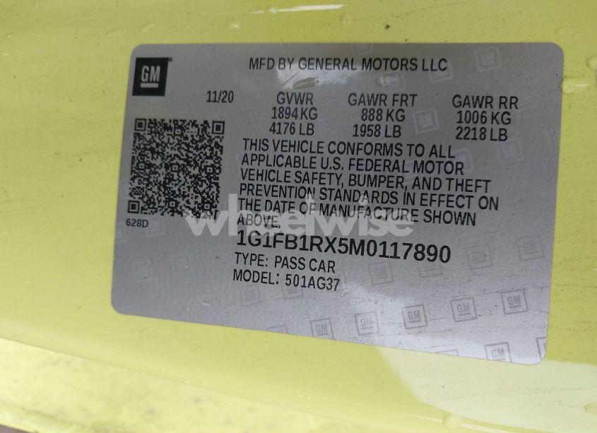 Photo 9 of 2021 Chevrolet Camaro RWD 1LT (VIN 1G1FB1RX5M0117890)