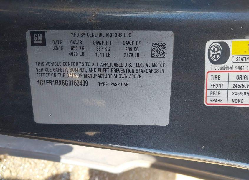 Photo 9 of 2016 Chevrolet Camaro 1LT (VIN 1G1FB1RX6G0163409)