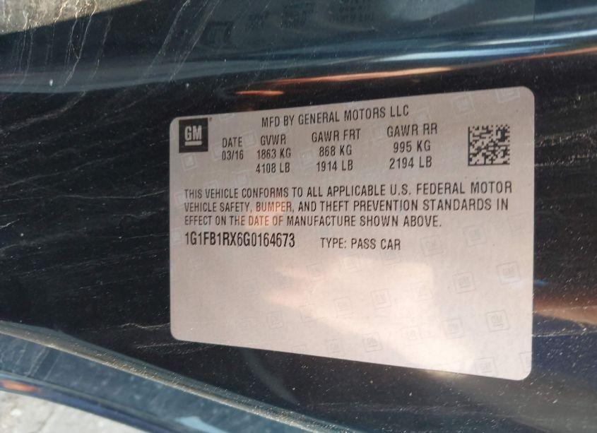 Photo 9 of 2016 Chevrolet Camaro 1LT (VIN 1G1FB1RX6G0164673)